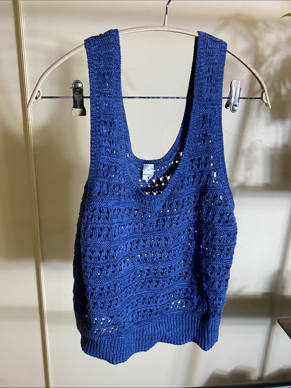 Old Navy Blue Openwork V-Neck Sweater Tank